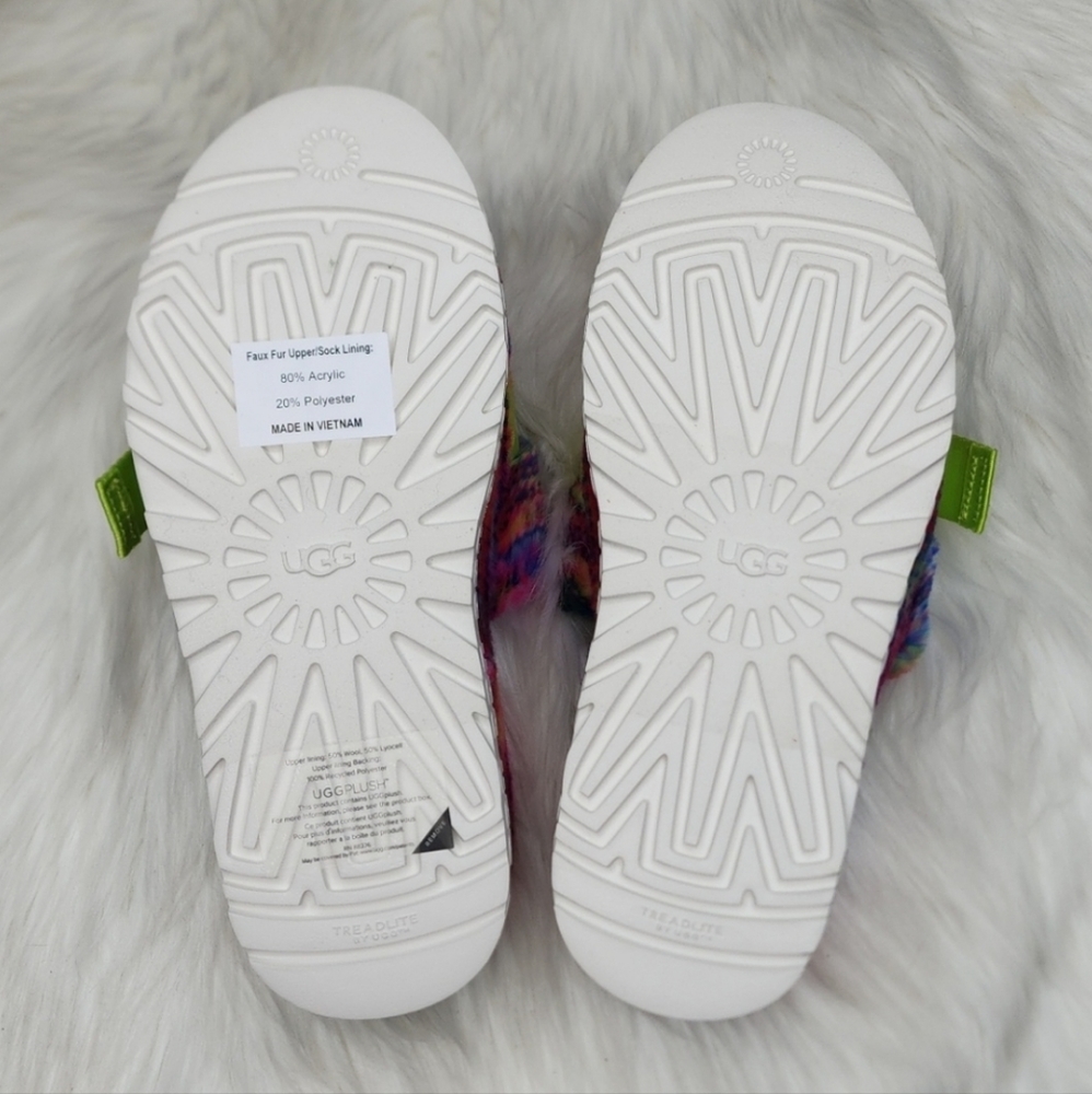 UGG Fluffita Slipper Sandals White Pixelate Multi Color Rainbow - Picture 15 of 16